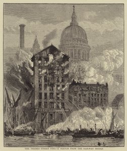 El Incendio de Thames Street, un Boceto desde el Puente del Ferrocarril de Henry William Brewer
